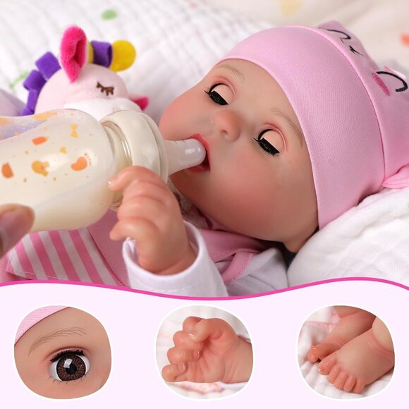 🆕17inch Soft Cloth Body Newborn Baby Poseable Limbs Snowy Baby Doll Girl - Picture 6 of 7